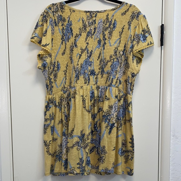 #T156-2 - NWOT - Torrid Babydoll Cotton Crew Neck Smocked Bodice Top- 2X - Picture 8 of 9